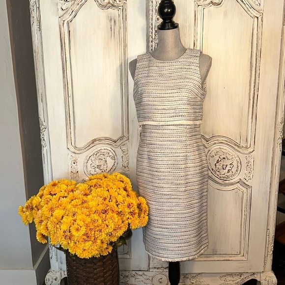 Ann Taylor Factory Retro 60’s Tweed Sleeveless Empire Dress  Attached Over Top - Picture 1 of 10